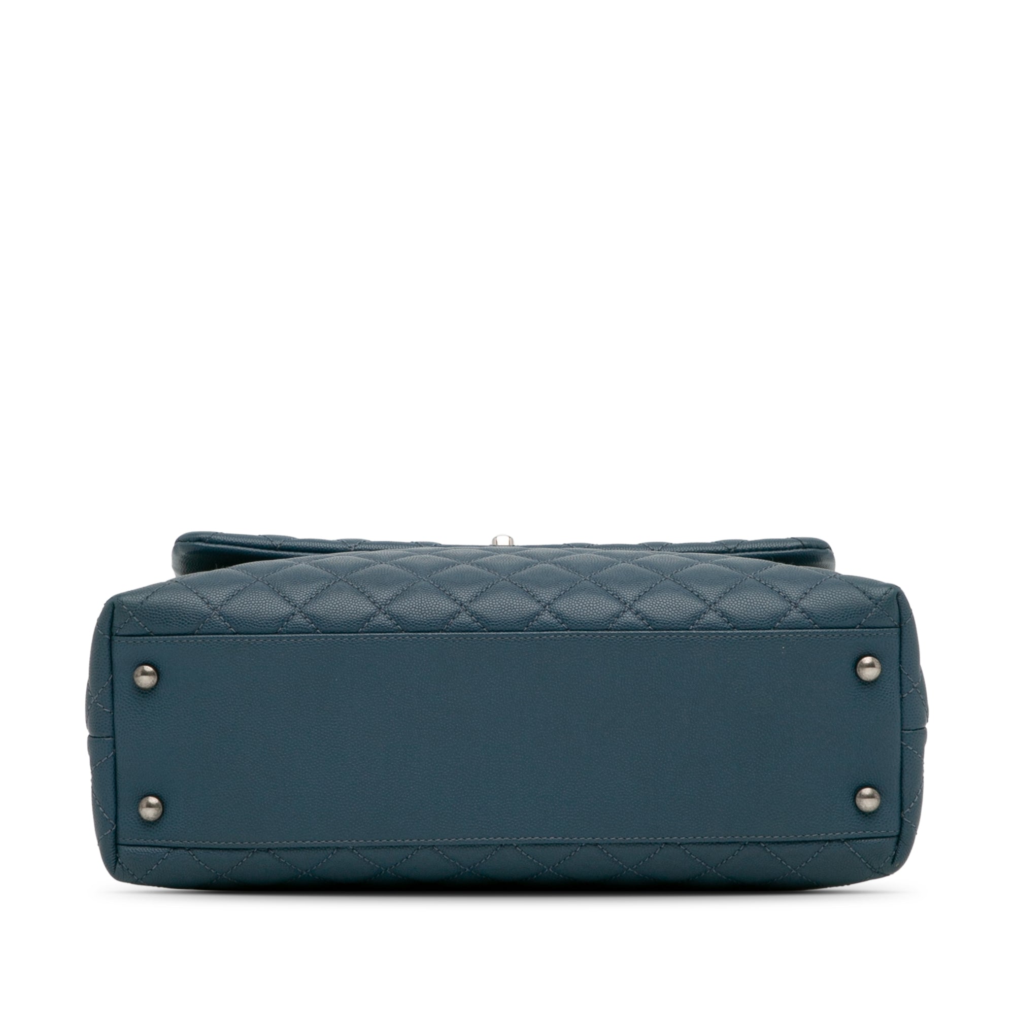 Chanel | Pre-Owned Large Caviar Coco Top Handle Bag - II | Blue/Navy