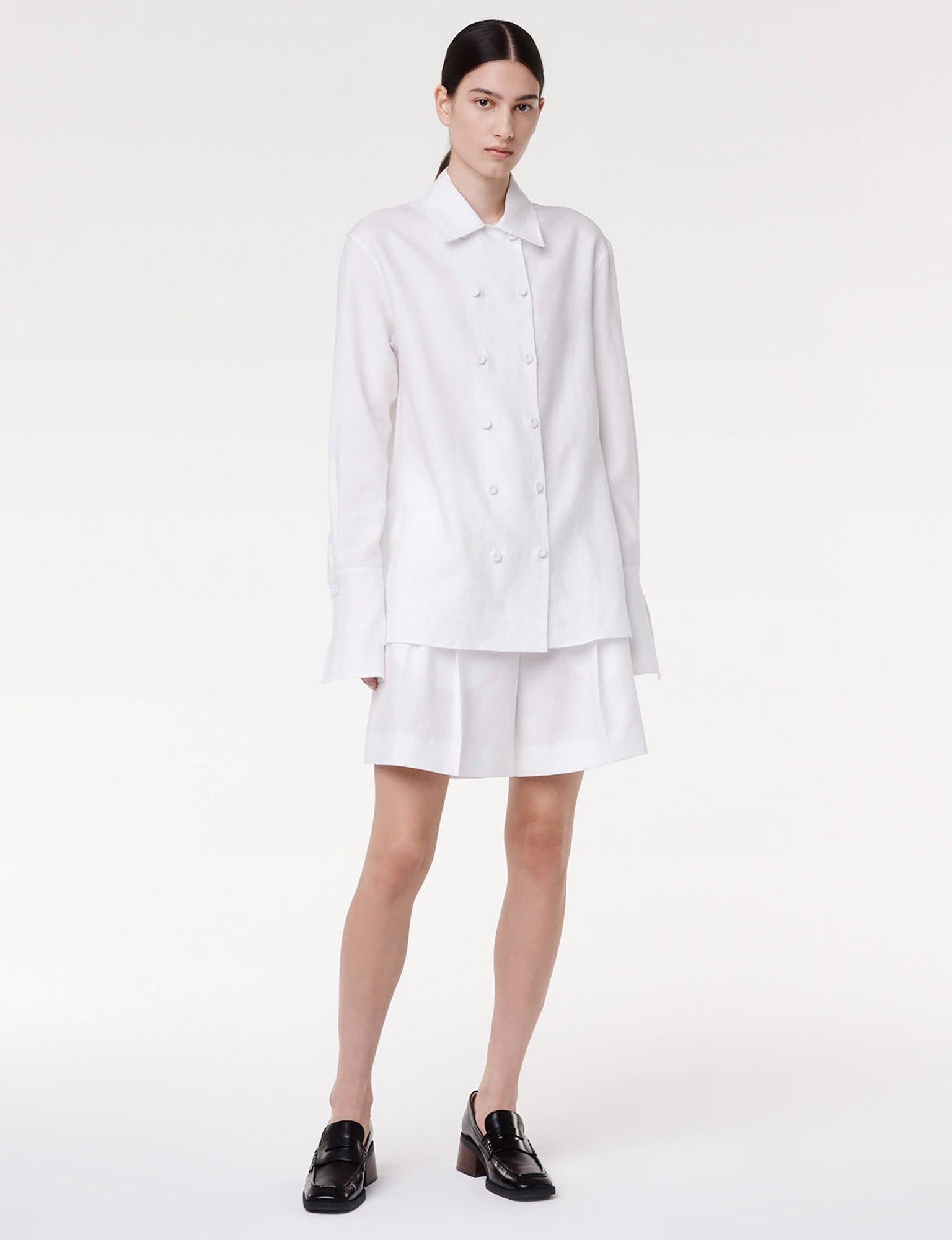 Women | Double Breasted Camp Shirt | White