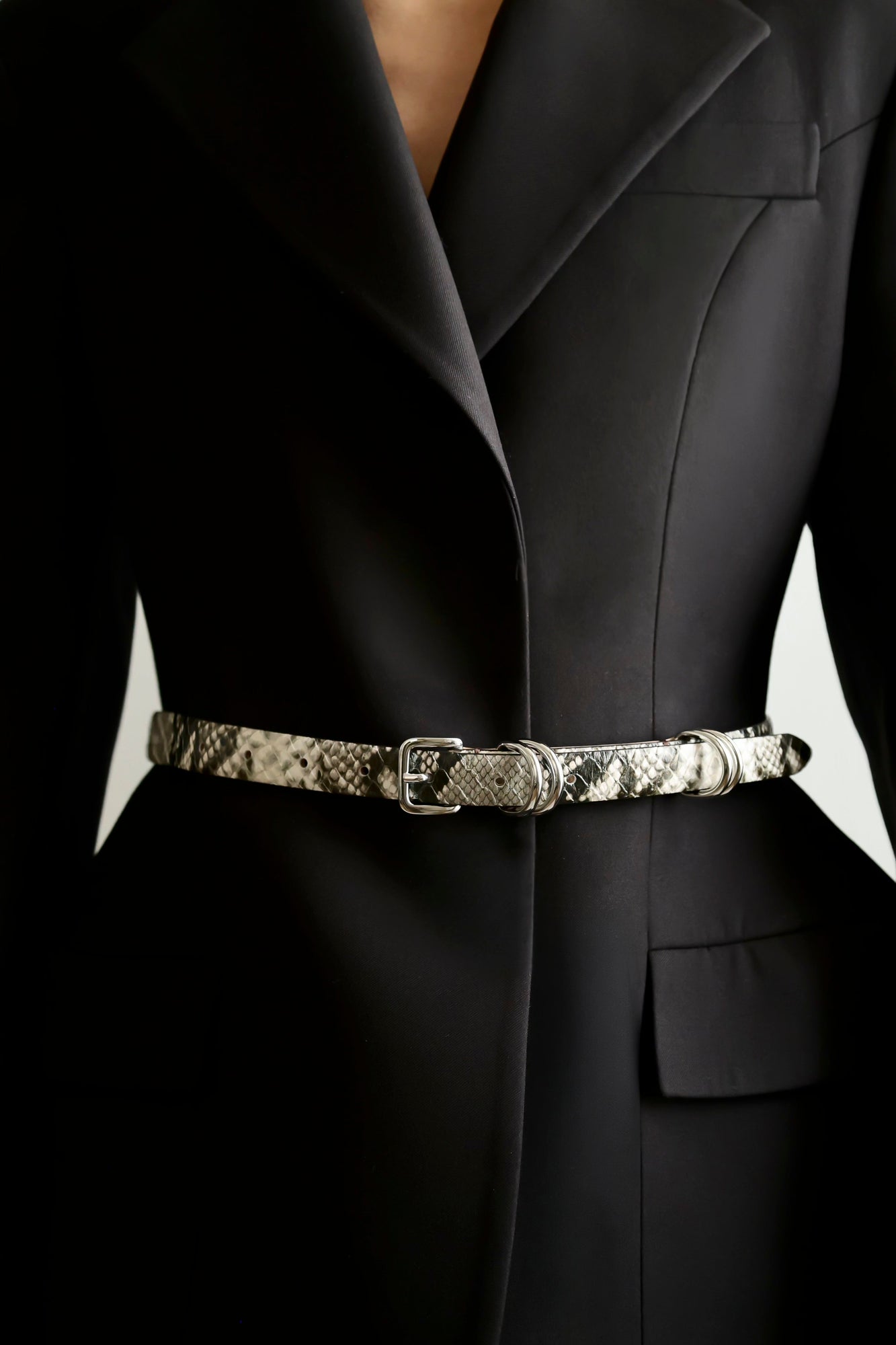 Constance Belt | Beige Snakeskin & Silver