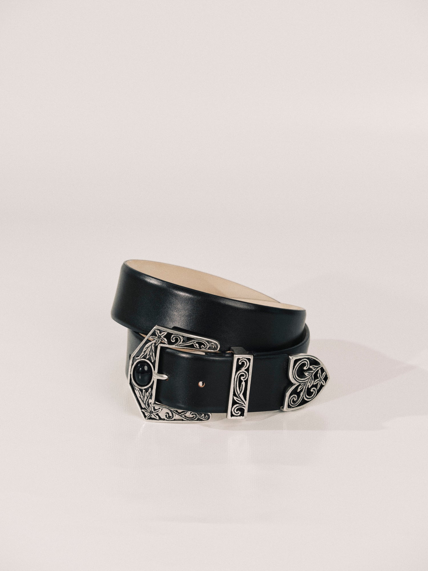 Western Inlay Belt | Black & Silver