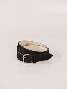Mini Hutch Calf Hair Belt | Chocolate & 24K Gold