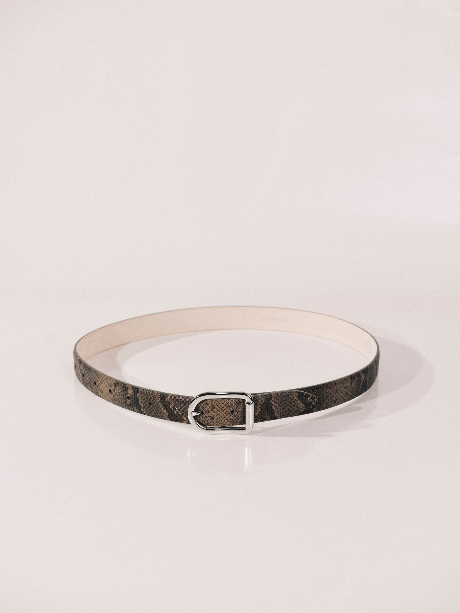 Mija Belt | Neutral Brown Snakeskin & Silver
