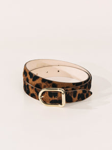 Mija Calf Hair Belt | Dark Jaguar & 24K Gold