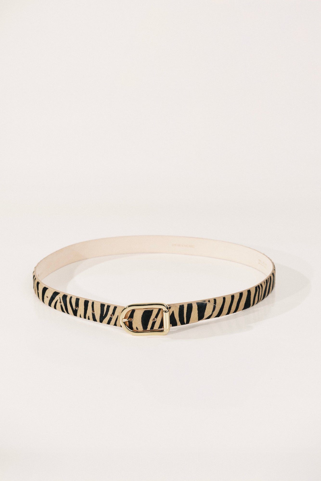 Mija Calf Hair Belt | Neutral Zebra & 24K Gold