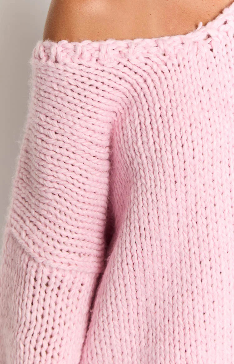 Delvey Chunky Knit Sweater | Light Pink