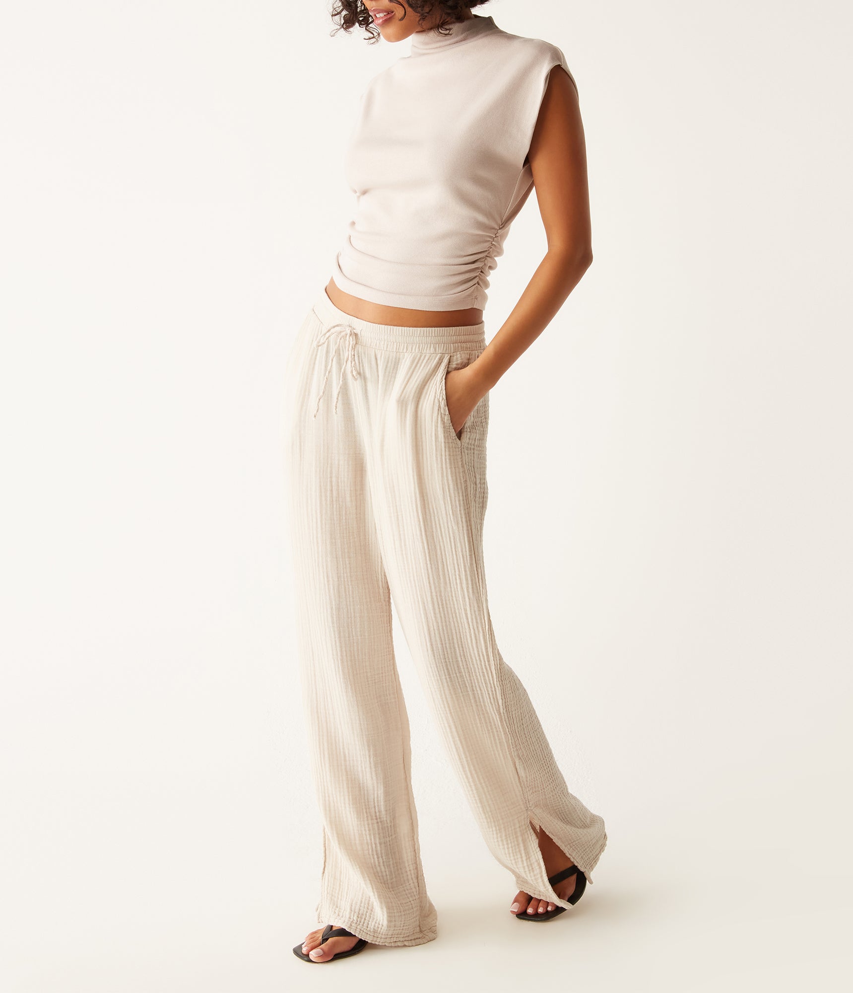 Jovi Waist Tie Pant | Cement