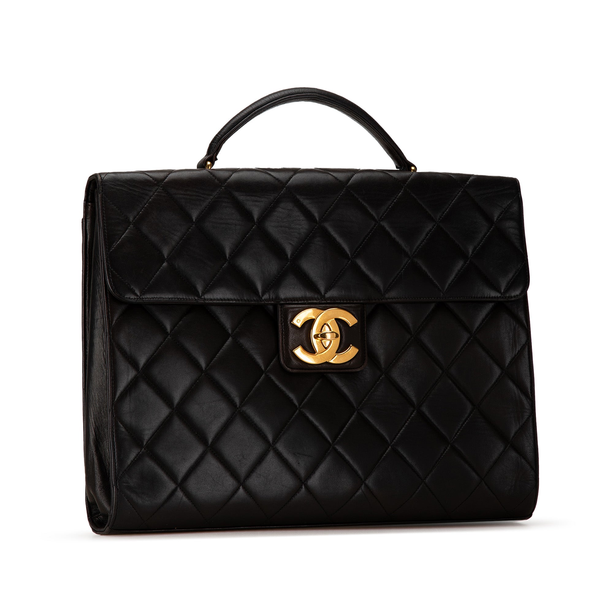 Chanel | Pre-Owned CC Quilted Lambskin Flap Briefcase | Black