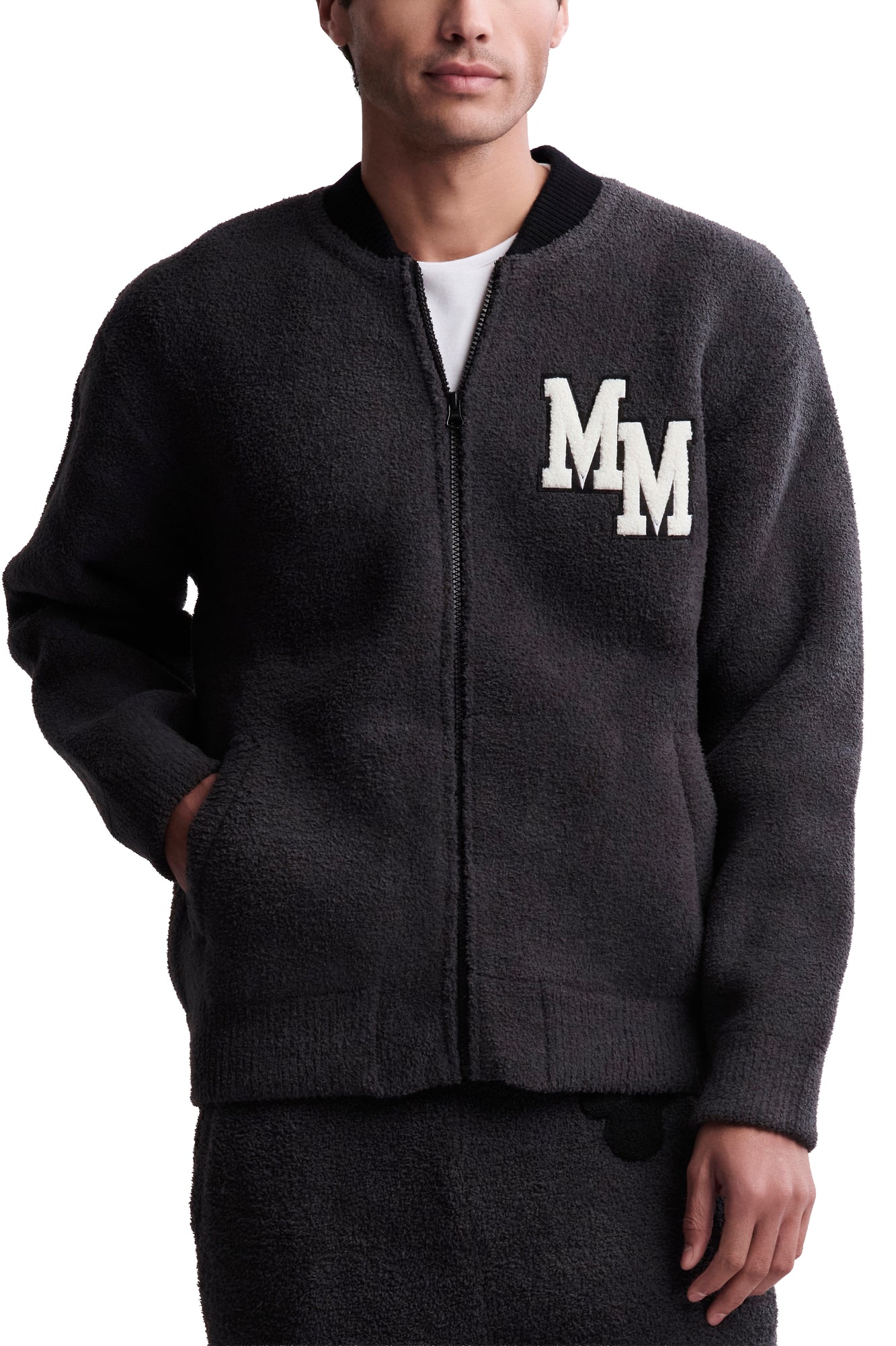 Mens | CozyChic Disney Classic Mickey Varsity Jacket | Carbon/Black