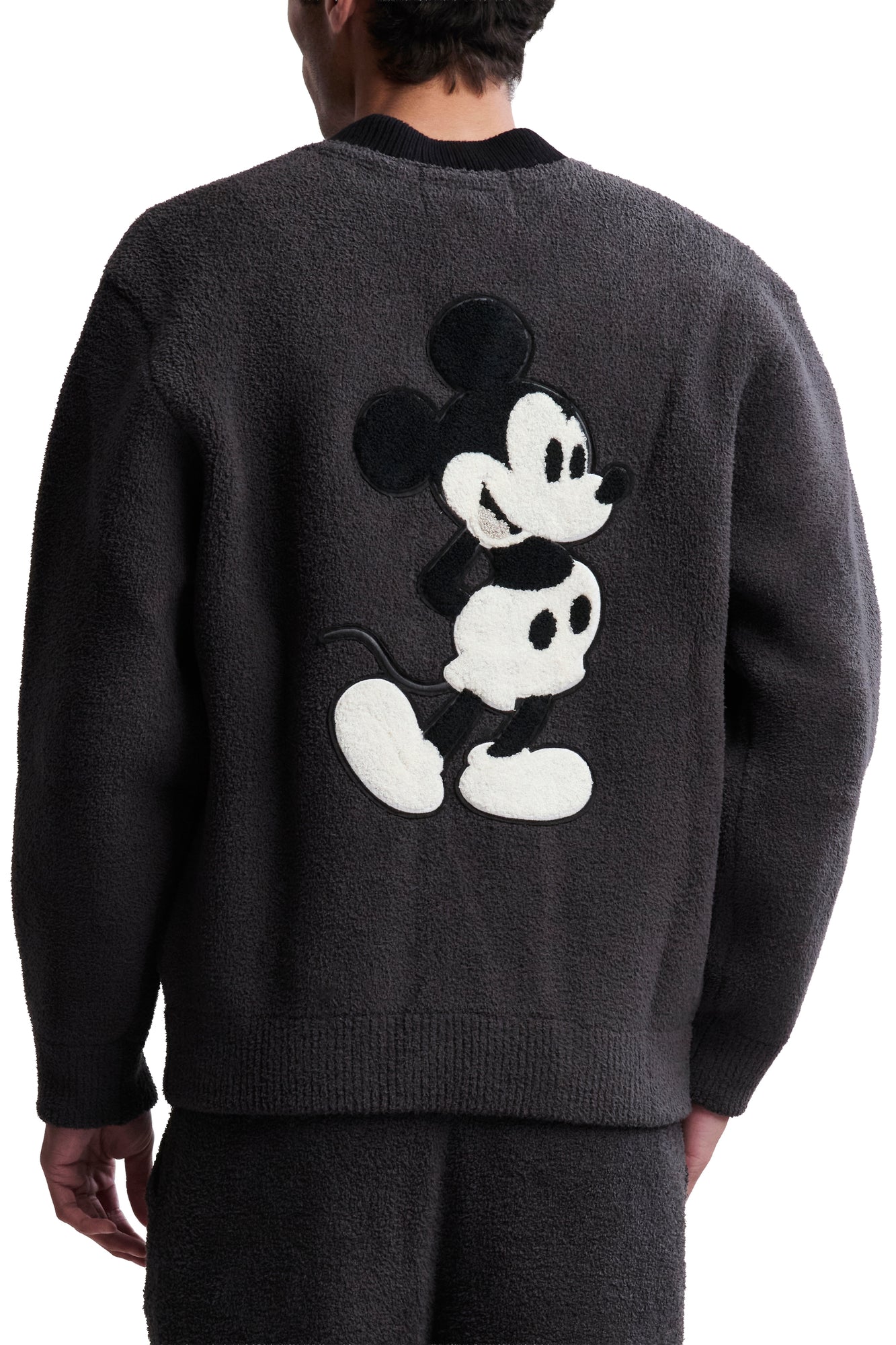 Mens | CozyChic Disney Classic Mickey Varsity Jacket | Carbon/Black