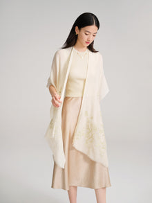 Embroidered Cashmere Shawl | Beige