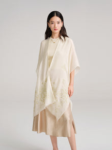 Embroidered Cashmere Shawl | Beige