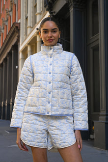 Amelia Quilted Convertible Jacket | Blue Toile
