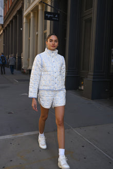 Iris Quilted Shorts | Blue Toile