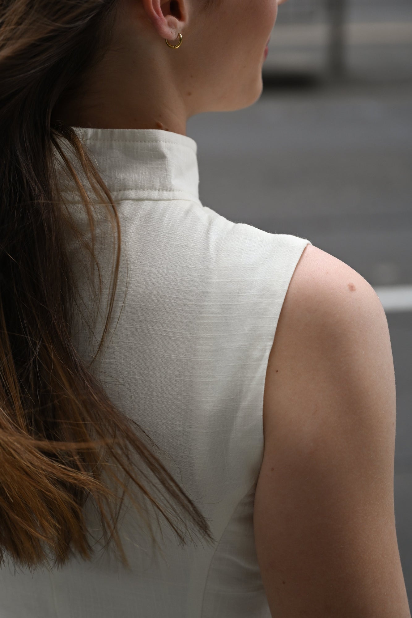 Rowan Linen Snap Dress | White