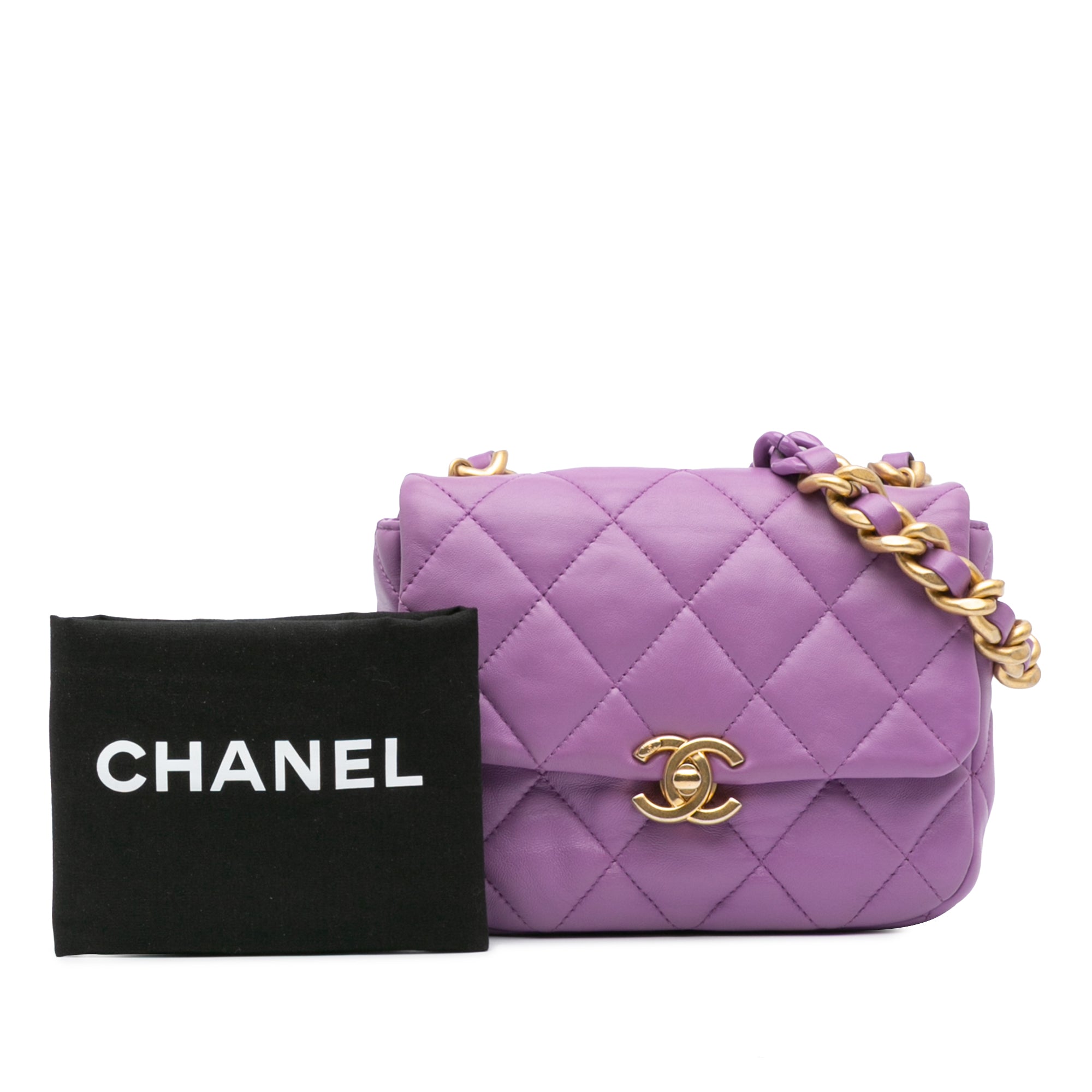 Chanel | Pre-Owned Mini Quilted Lambskin Candy Golden Chain Flap | Purple