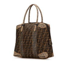 Fendi | Pre-Owned Large Zucca Canvas Mixed Media Tote | Brown