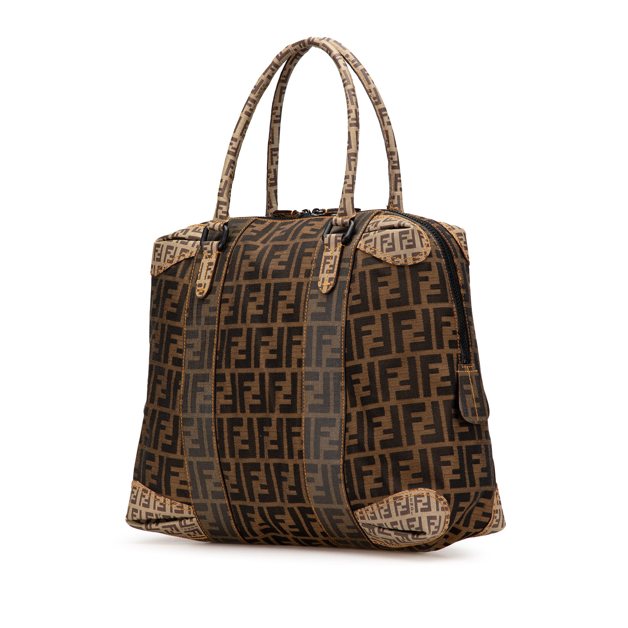 Fendi | Pre-Owned Large Zucca Canvas Mixed Media Tote | Brown