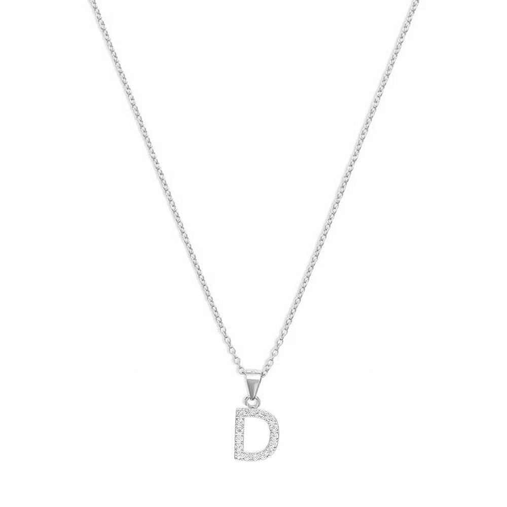 The Pave Single Block Initial Necklace | 18KT Gold Vermeil & Sterling Silver