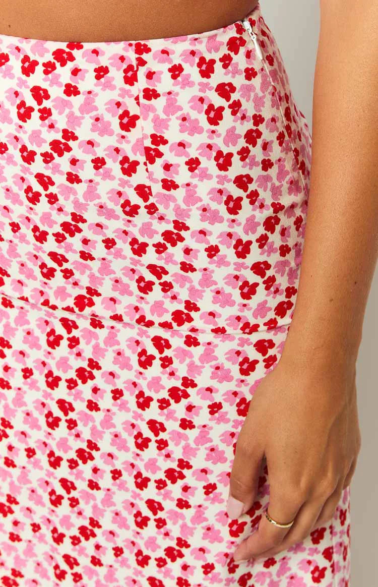 Dahlia Speckled Maxi Skirt | Pink And Red