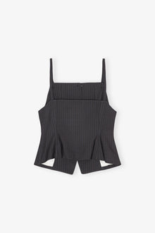 Dark Grey Stripe Suiting Vest Top | Phantom