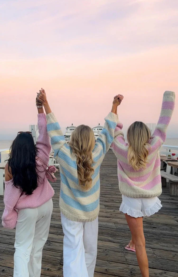 Delvey Chunky Knit Sweater | Light Pink