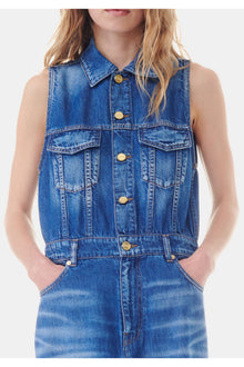 Denim Long Dress | Mid Blue Vintage