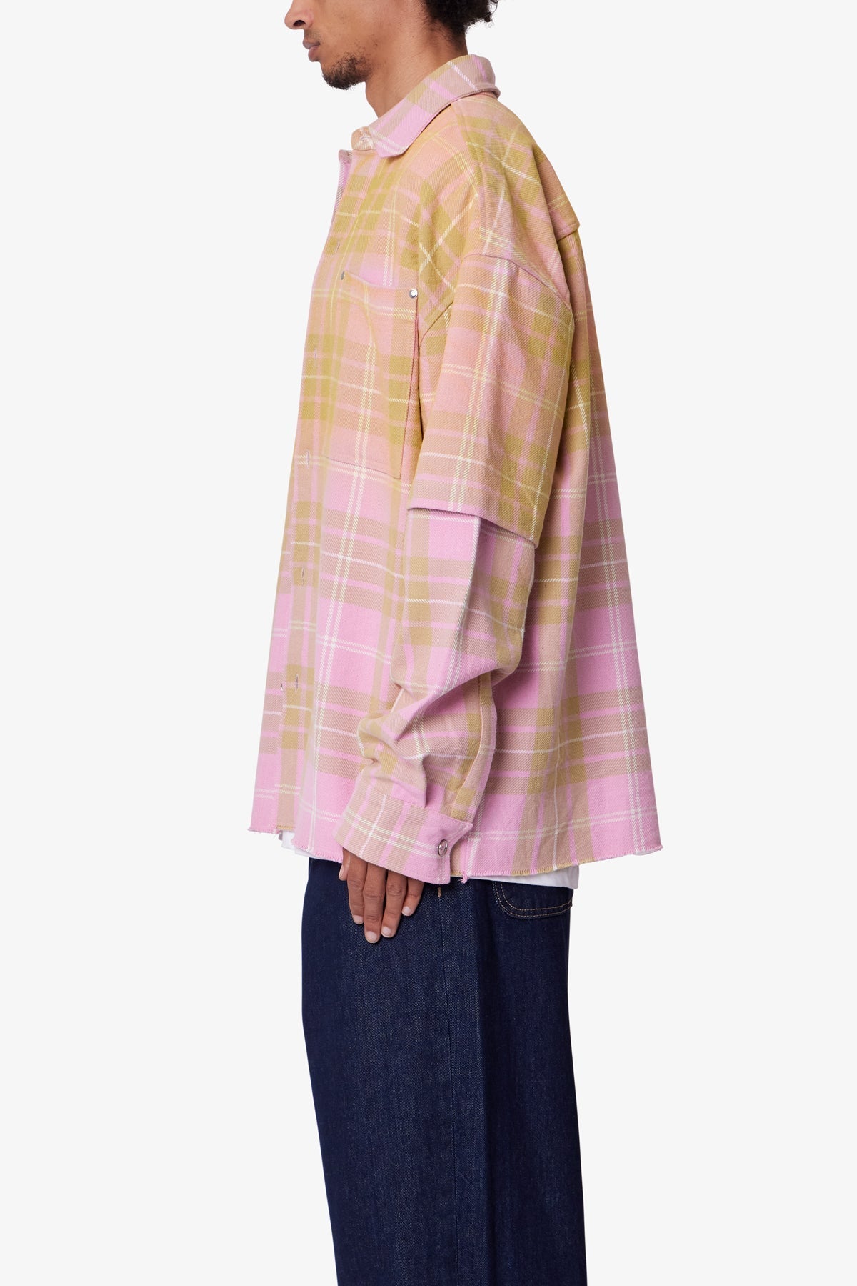 Dip Fade Flannel Shirt | Pink