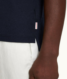 Dominic Stripe Classic Fit Border Stripe Polo Shirt | Night Iris