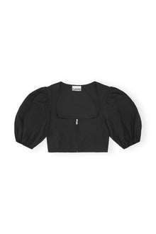 Drapey Melange Zipper Blouse | Black