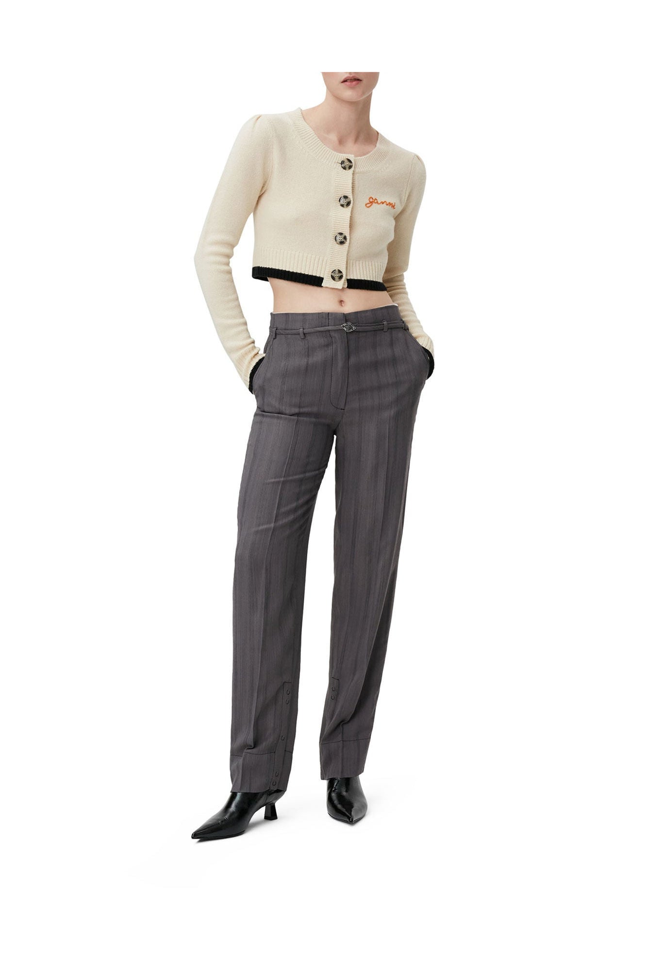 Drapey Stripe Trousers | Black Stripes