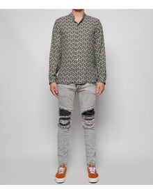 Dundas | Men | Regular Fit Deuce Shirt Monogram Print | Grey