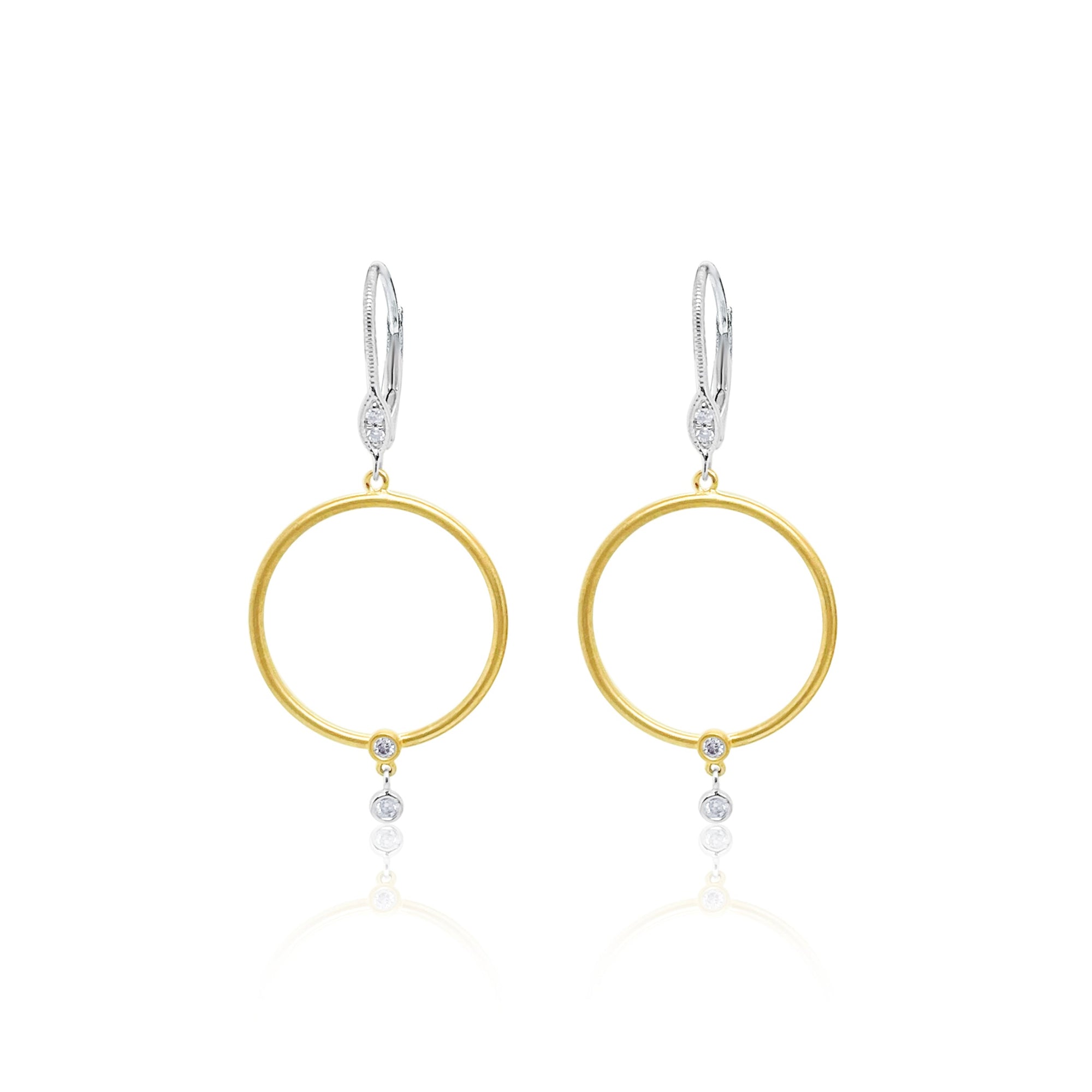 Brushed Gold Circle Earrings | Gold