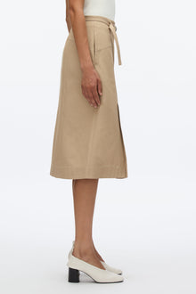 Utility Skirt with Zip Chiffon Godet | Khaki