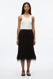 Fringe Slip Skirt | Black