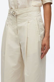Double Pleat Wide Cropped Pant | Stone