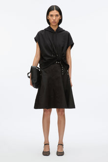Hoodie Dress with Flounce Skirt | Black/Black