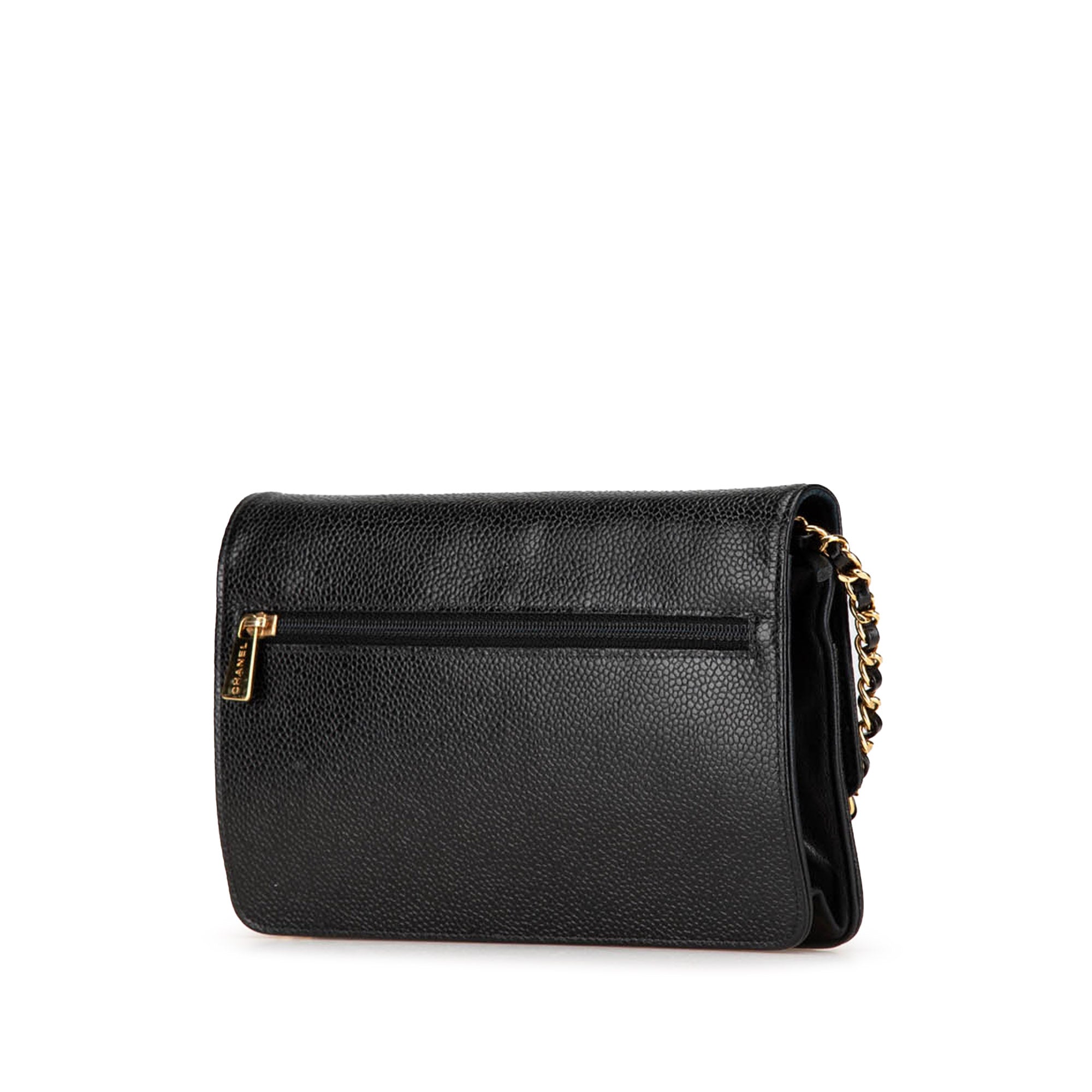 Chanel | Pre-Owned CC Caviar Wallet on Chain | Black