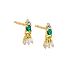 Gold Colred CZ Shaker Baguette Stud Earring - Adina's Jewels