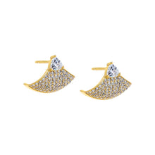 Gold CZ Pave Fan Stud Earring - Adina's Jewels