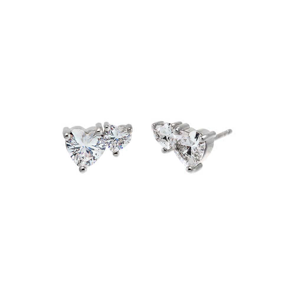 Silver Multi CZ Heart Stud Earring - Adina's Jewels