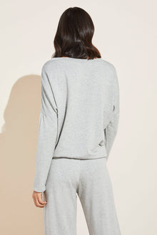 Model wears Softest Sweats Plush TENCELâ„¢ Top in heather grey.