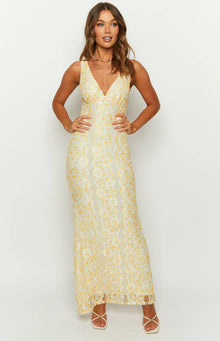Farida Lace Maxi Dress | Yellow