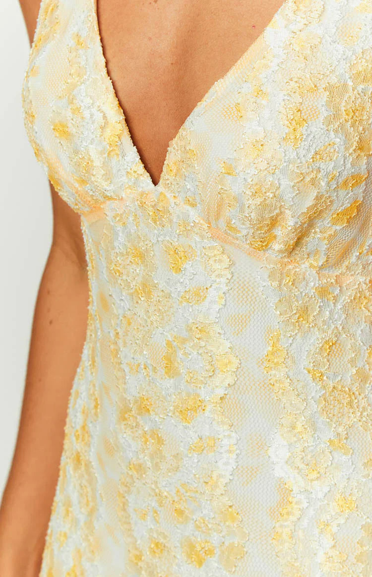 Farida Lace Maxi Dress | Yellow