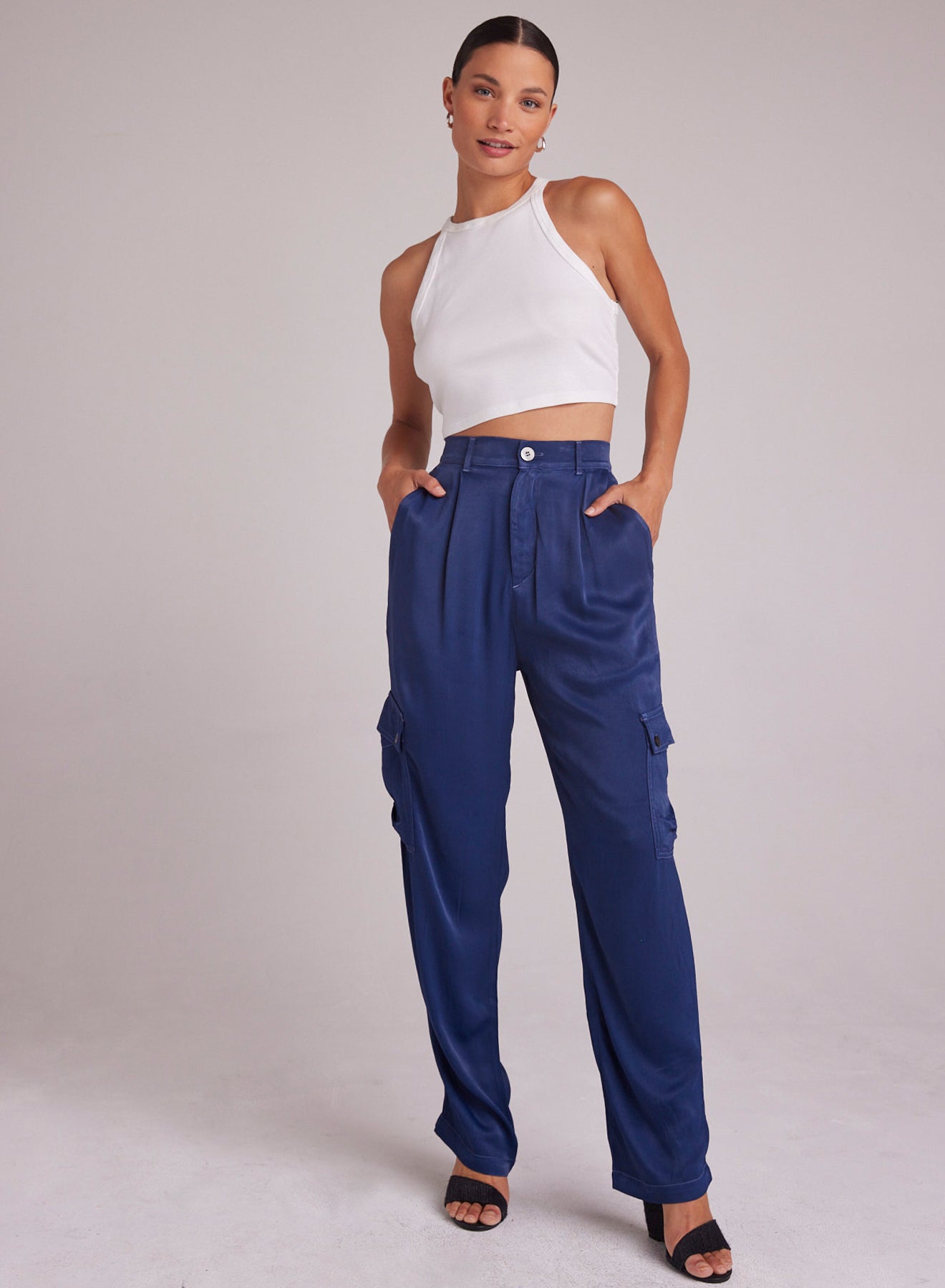 Pleated Cargo Trousers - Dark Azure