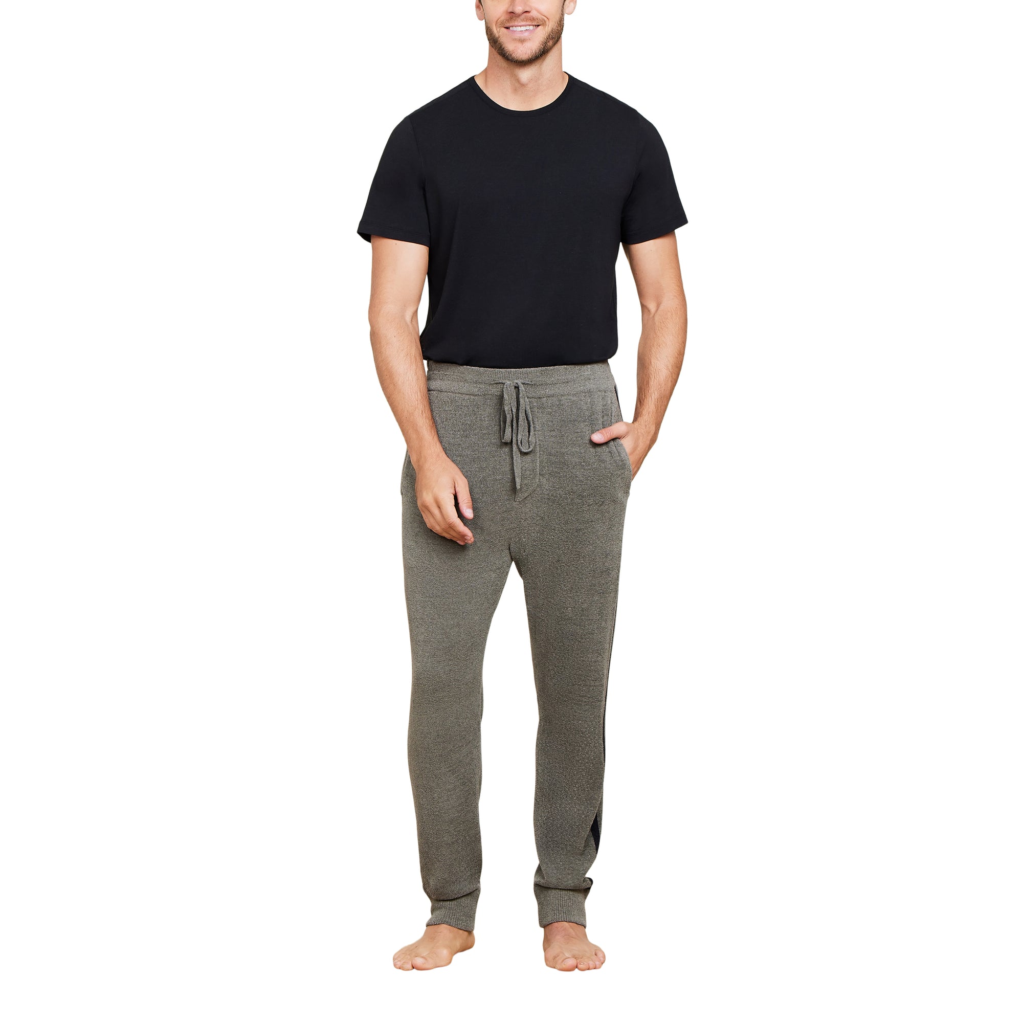 Cozychic Ultra Lite Men's Striped Jogger | Olive Branch/Black