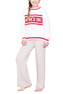 Kids | CozyChic Cotton Apres Pullover | Cream/Americana Red