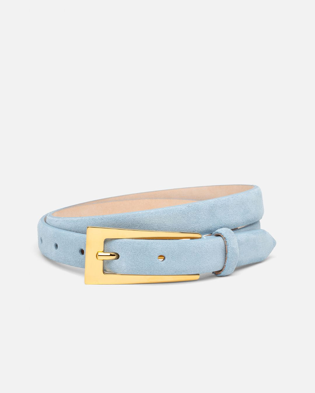 Mini No. 10 Belt | Baby Blue Suede/Gold