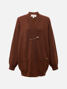 Oversized V-Neck Sweater | Brown
