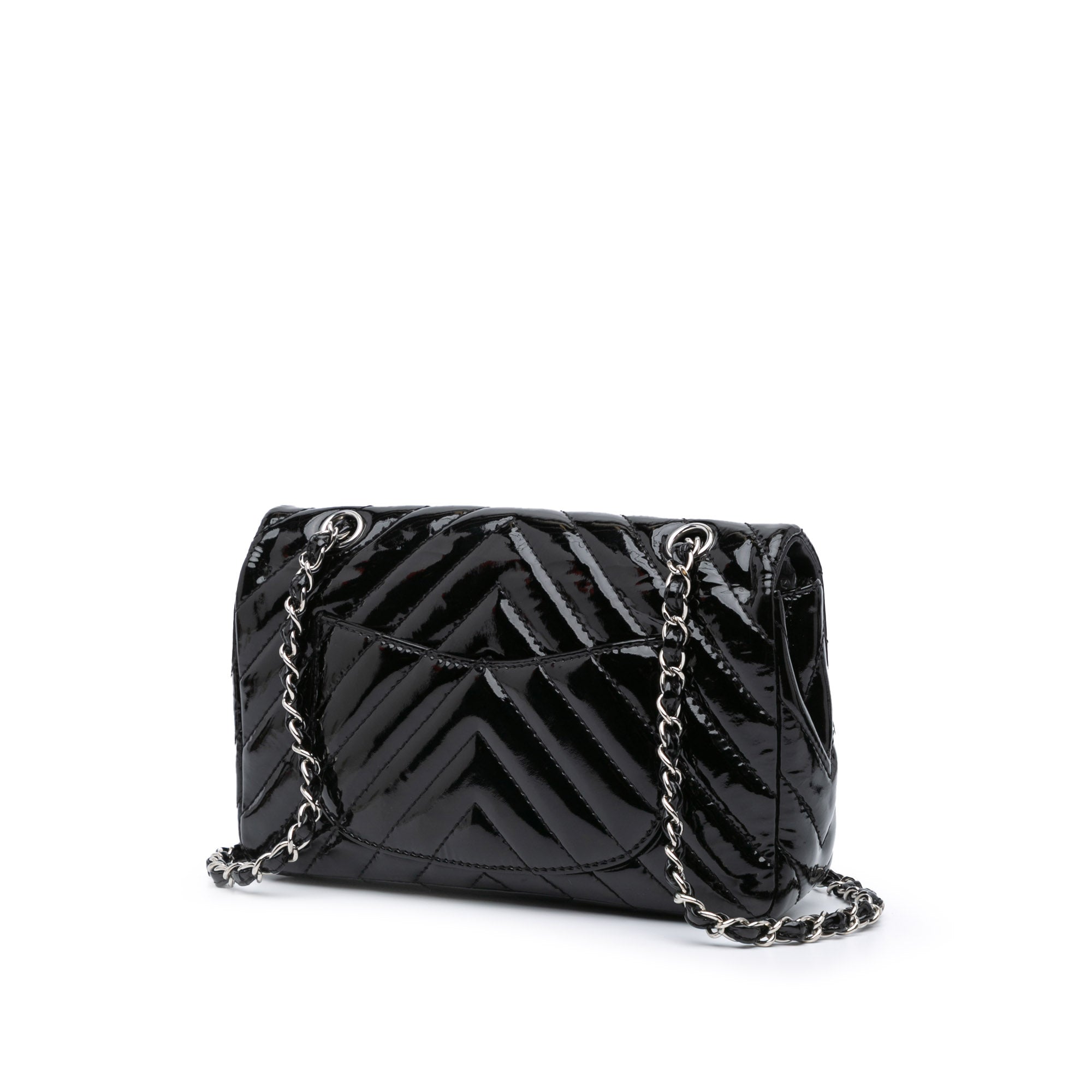 Chanel | Pre-Owned Medium Classic Chevron Patent Double Flap - II | Black