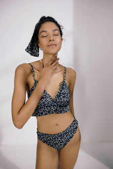 Moonflower Silk Bralette | Navy/Ivory